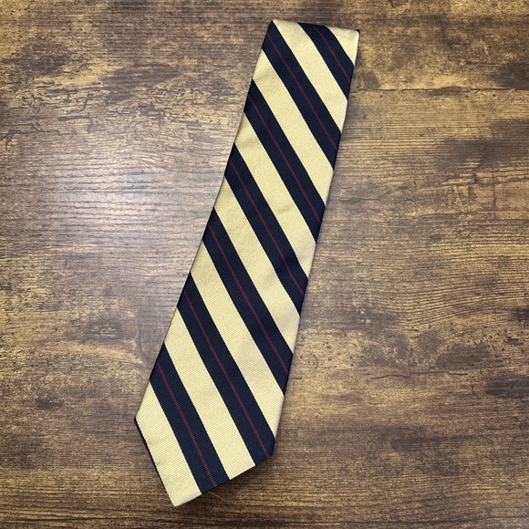 Bert Pulitzer Other - Bert Pulitzer Neck Tie 100% Silk Gold Blue Striped Vintage Made in USA
